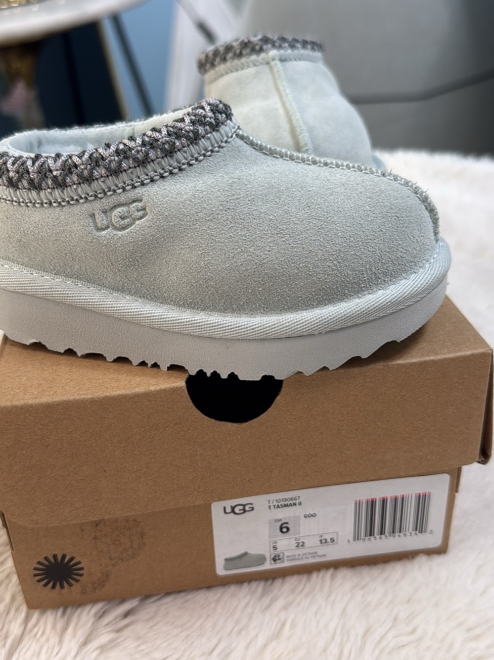 UGG Kids Light Gray Tassman Slip-On Suede Booties